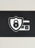 Black RFID block card with a white security shield, lock icon and markore logo.
