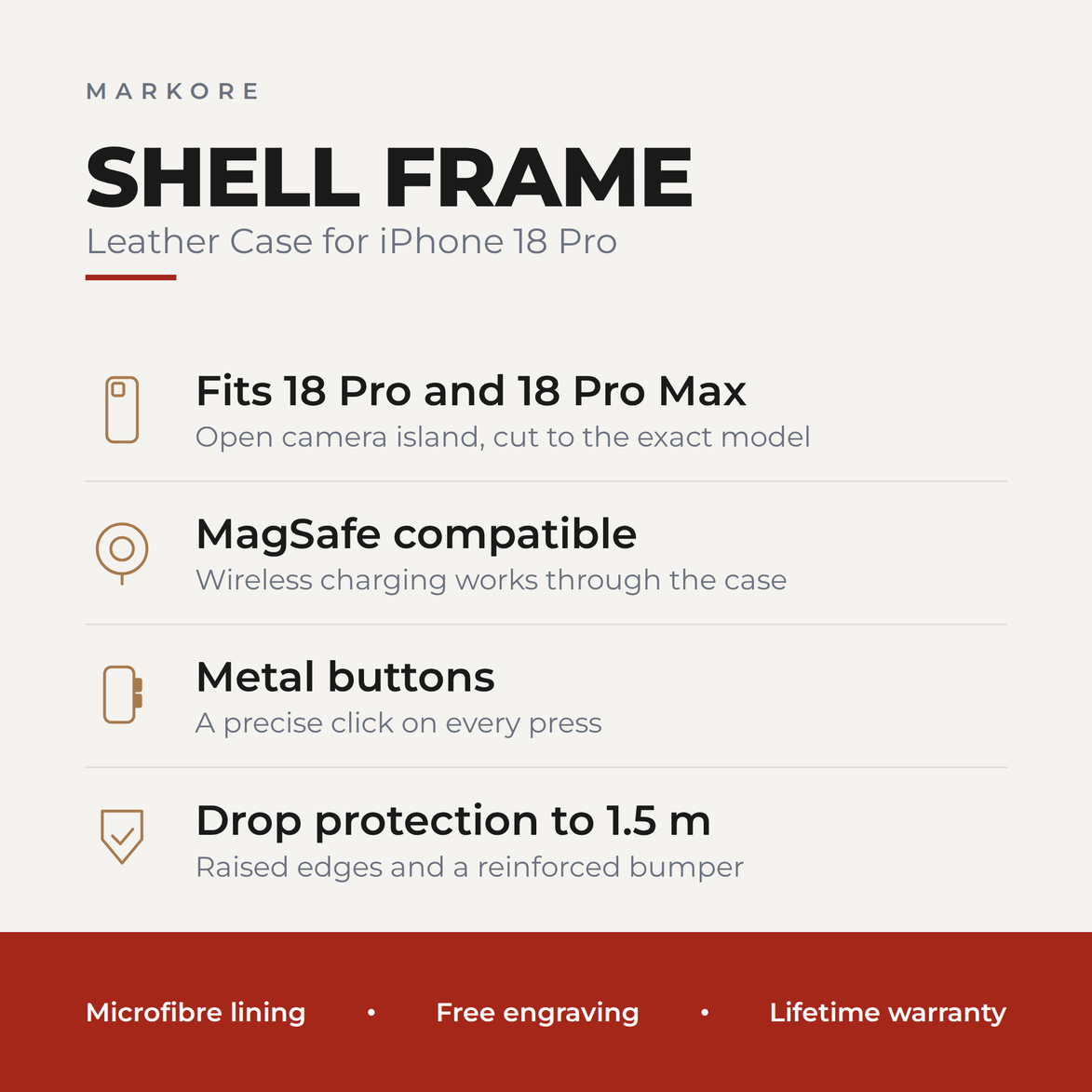 iPhone 18 Pro Leather Case | Shell Frame