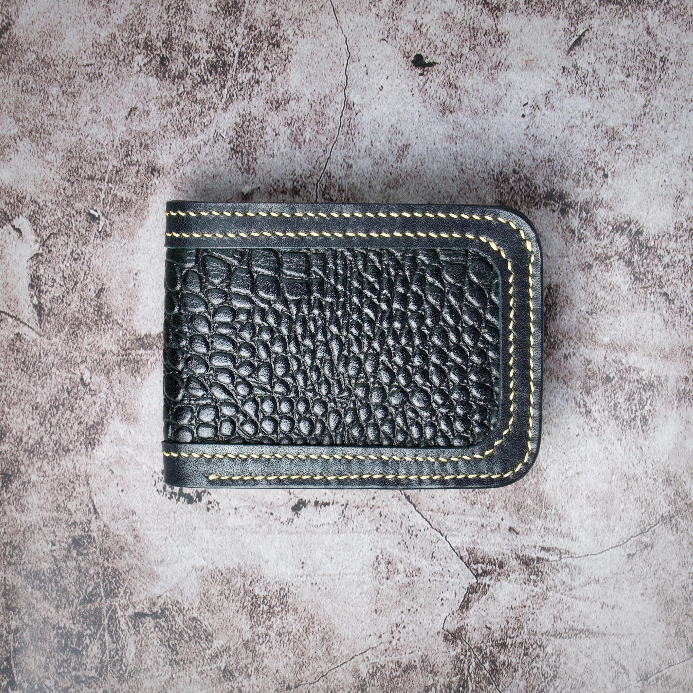 Croc-Embossed Classic Bi-Fold Wallet | Indus Sultan