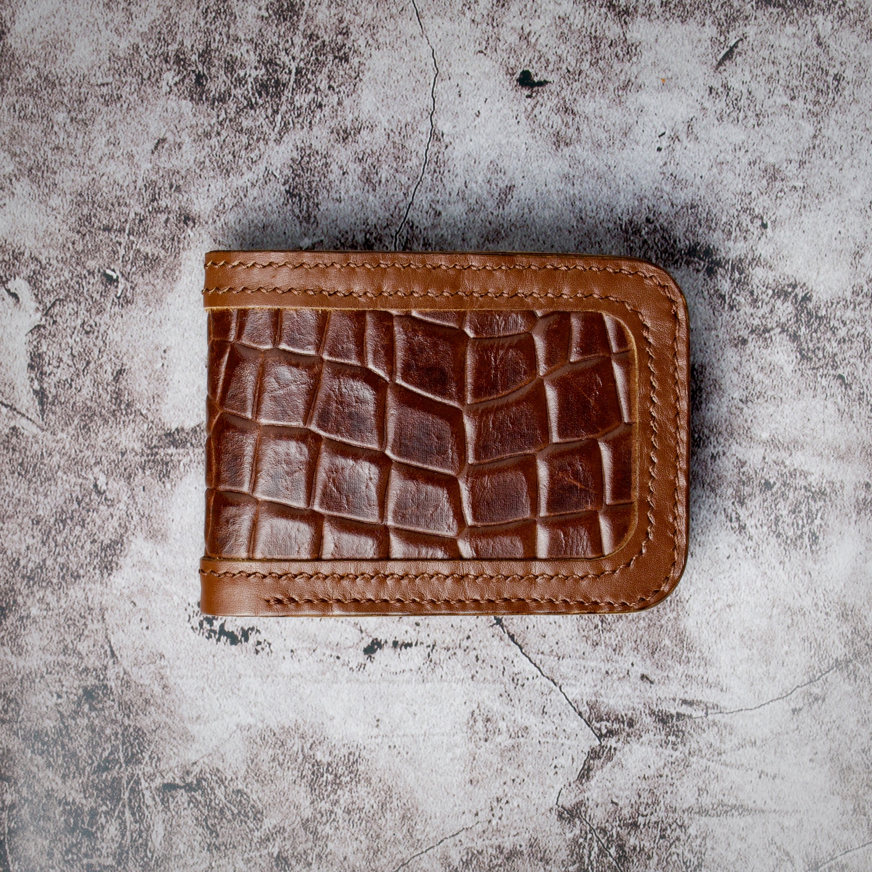 Croc-Embossed Classic Bi-Fold Wallet | Indus Sultan